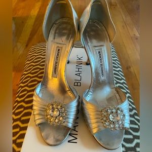 Manolo Blahnik, SEDARABY, silver heels  size 40